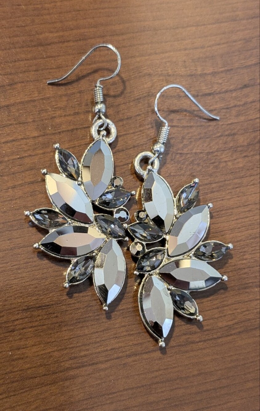 Paparazzi "Fancy Flaunter" Hematite Rhinestone Drop Earrings